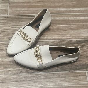 Steven By Steve Madden White Loafers with Gold Chain